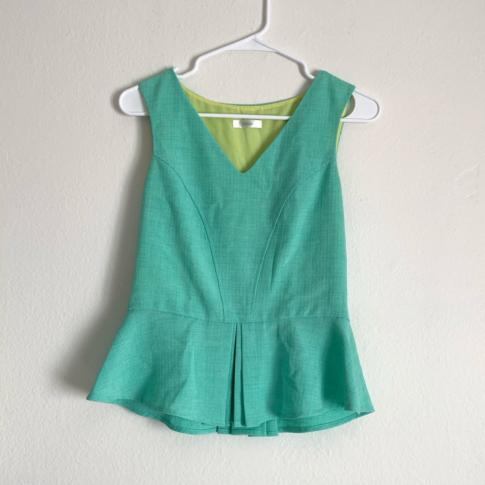 Esley Mint Ruffle Bottom Tank Blouse
